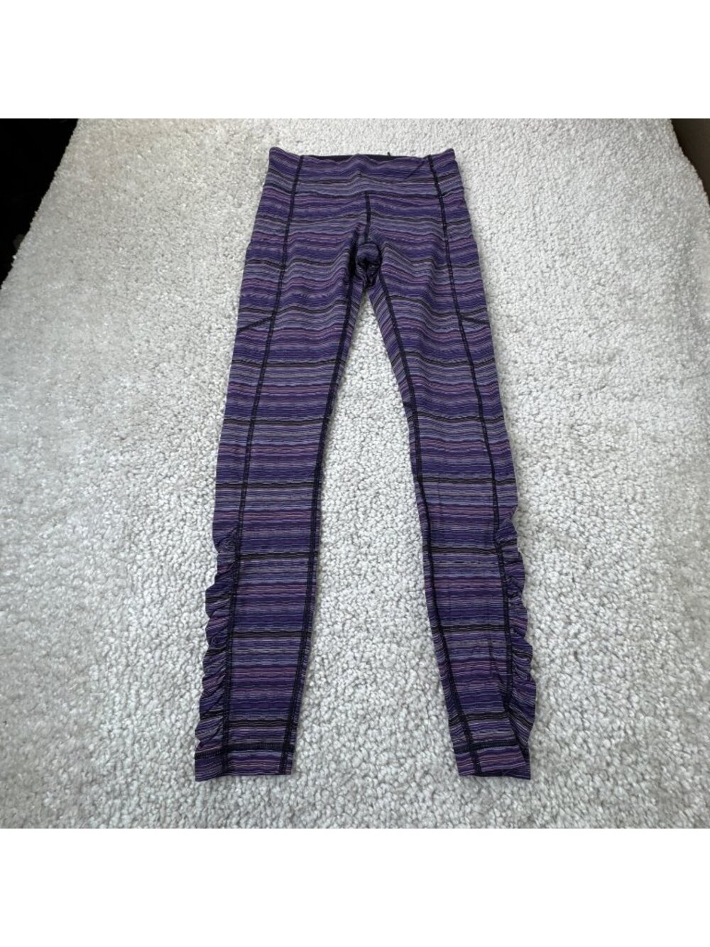 Lululemon Purple Striped Ruched Pocket Legging Womens 6